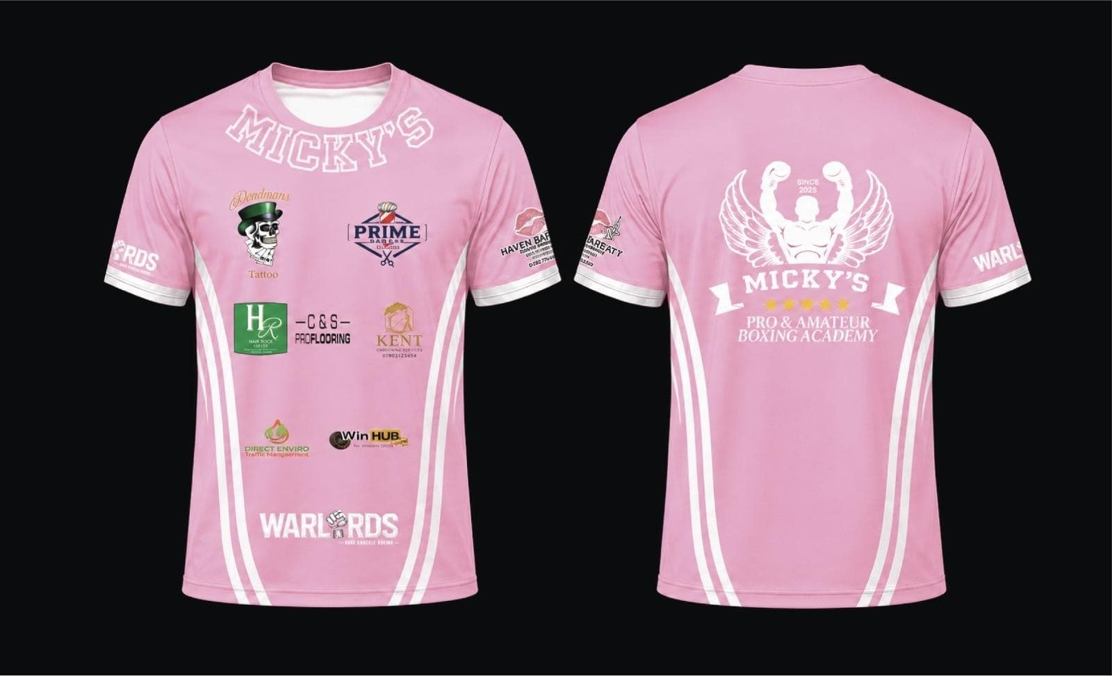Tee shirt in pink, front and back